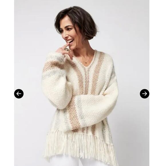 Faherty Lima Artisanal Poncho Creamy Camel M/L NWT - Picture 1 of 7